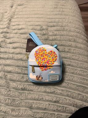 Blue 'Up' Heart Balloon Mini Backpack/Wristlet